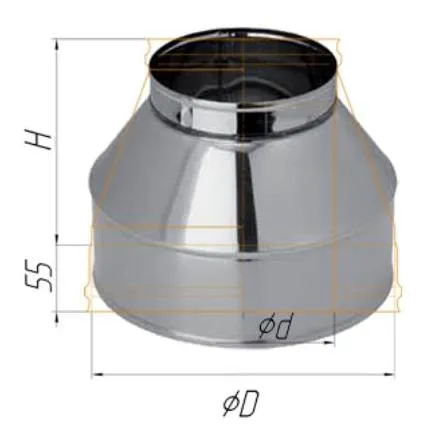 конус феррум нержавеющий (430/0,5 мм), ф80/160, по воде #