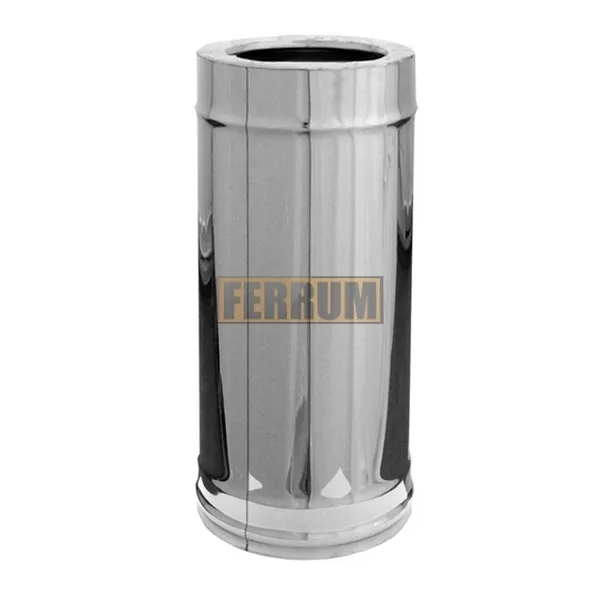 дымоход феррум утепленный нержавеющий (430/0,8мм)/зеркальный нержавеющий ф130/200 l=0,5м (черный) #