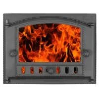 дверца чугунная каминная дк-2с 435*332*92 мм окрашенная со стеклом рубцовск